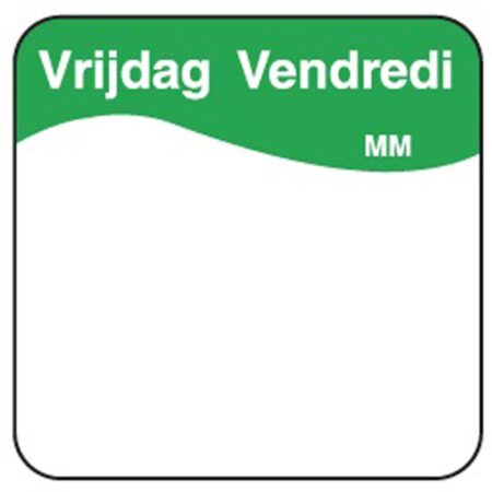 Vol. oplosbare sticker vrijdag 25 mm 500/rol