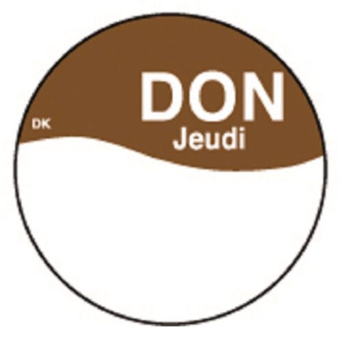 Perm. sticker m/schrijfvl. donderdag 19mm 1000/rol