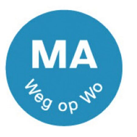 Perm. sticker 'ma weg op wo' 19 mm 1000/rol