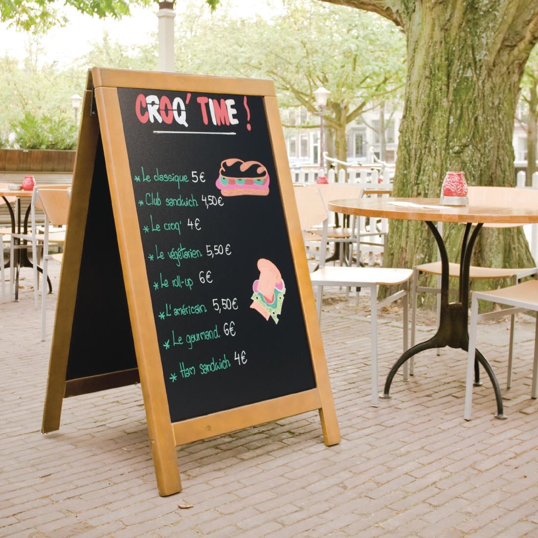 Securit Duplo teakhouten stoepbord 120x68cm - Afbeelding 3