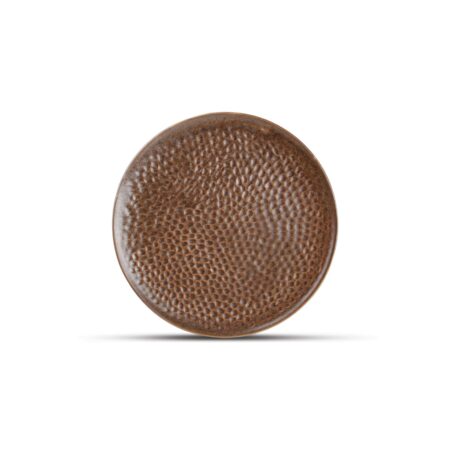 Plat bord 15,5cm gehamerd copper Brass