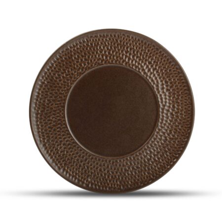 Plat bord 28cm gehamerde rand copper Brass