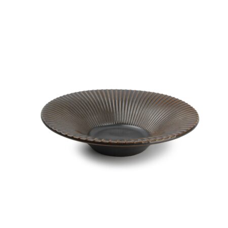 Diep bord 20,5xH5cm gestreept silver Brass