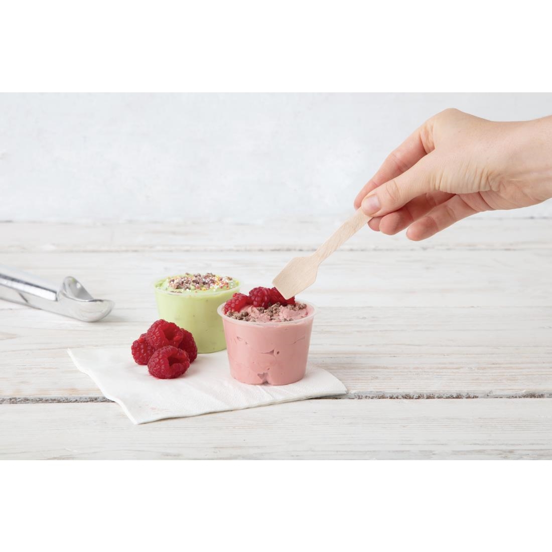 Fiesta Compostable biologisch afbreekbare berkenhouten ijslepels (100 stuks) - Afbeelding 6