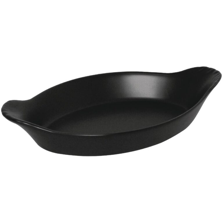 Olympia ovaal tapasbordje 20,4x11,8cm mat zwart (6 stuks)