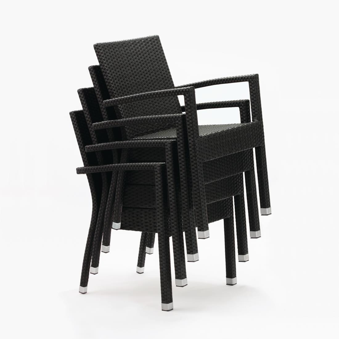 Bolero polyrotan stoelen met armleuning antraciet (4 stuks) - Afbeelding 6