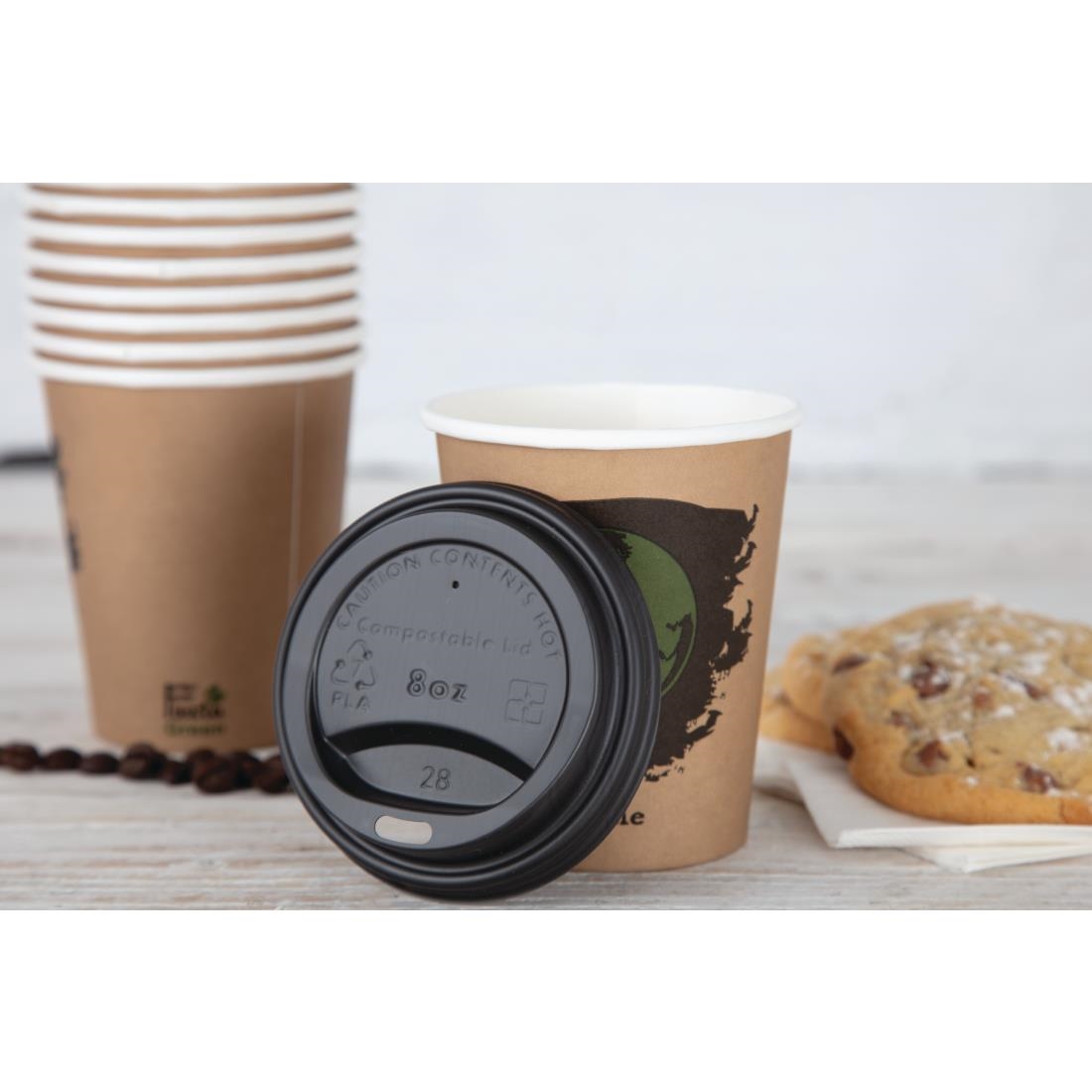 Fiesta Compostable composteerbare deksels voor 23cl koffiebekers (50 stuks) - Afbeelding 7