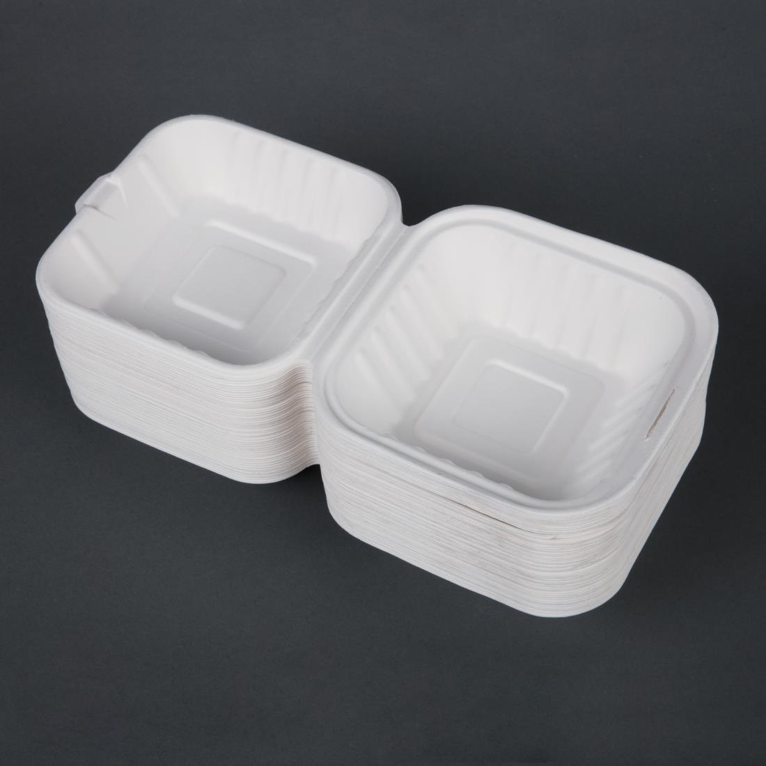 Fiesta Compostable bagasse hamburgerbakjes 152mm (500 stuks) - Afbeelding 3