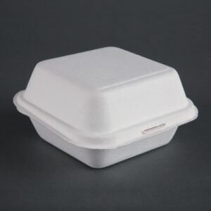 Fiesta Compostable bagasse hamburgerbakjes 153mm (500 stuks)