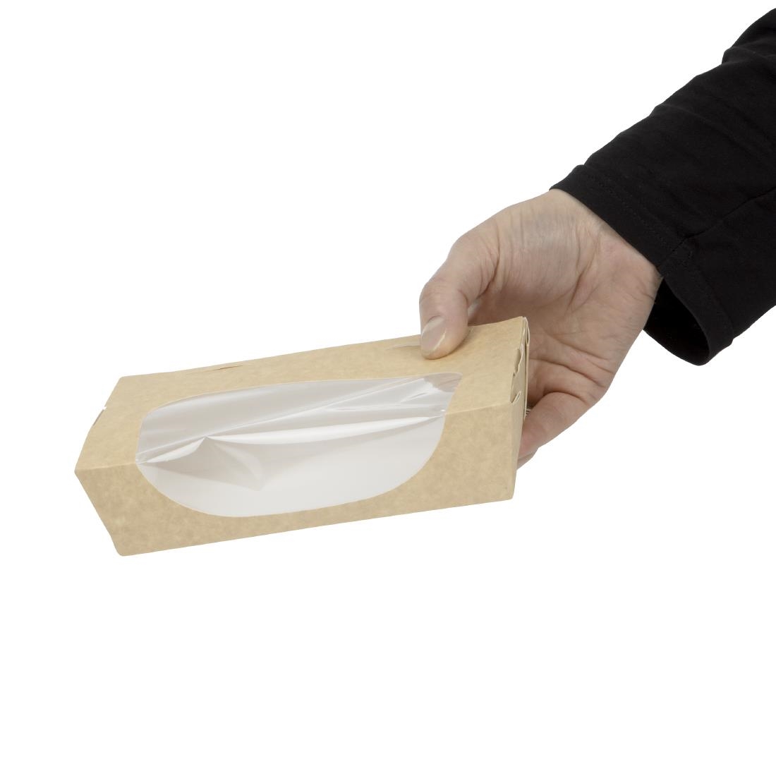 Colpac kraft saladebakken met venster en insteeksluiting 1L (200 stuks) - Afbeelding 3