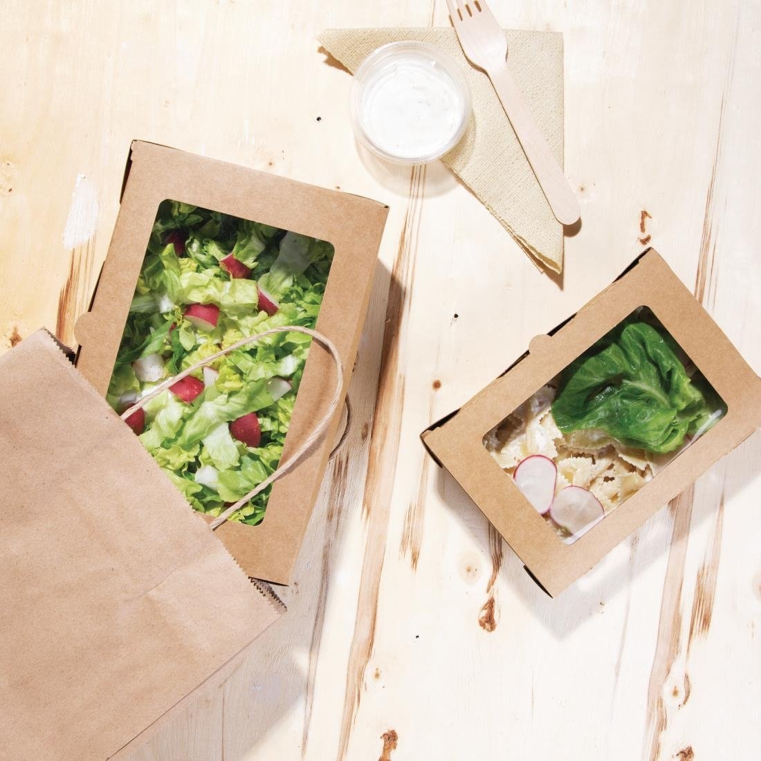 Fiesta Recyclable saladeboxen met PET venster 700ml (200 stuks) - Afbeelding 3