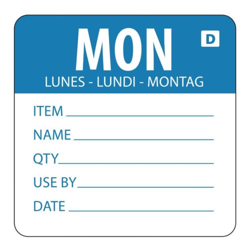Vogue oplosbare kleurcode voedseletiketten maandag (250 stuks)