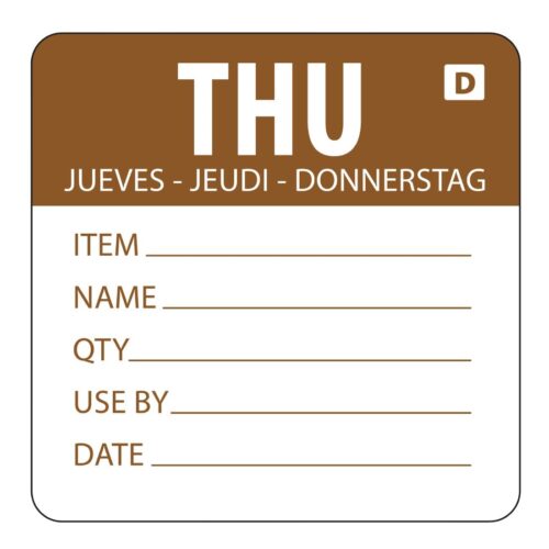 Vogue oplosbare kleurcode voedseletiketten donderdag (250 stuks)