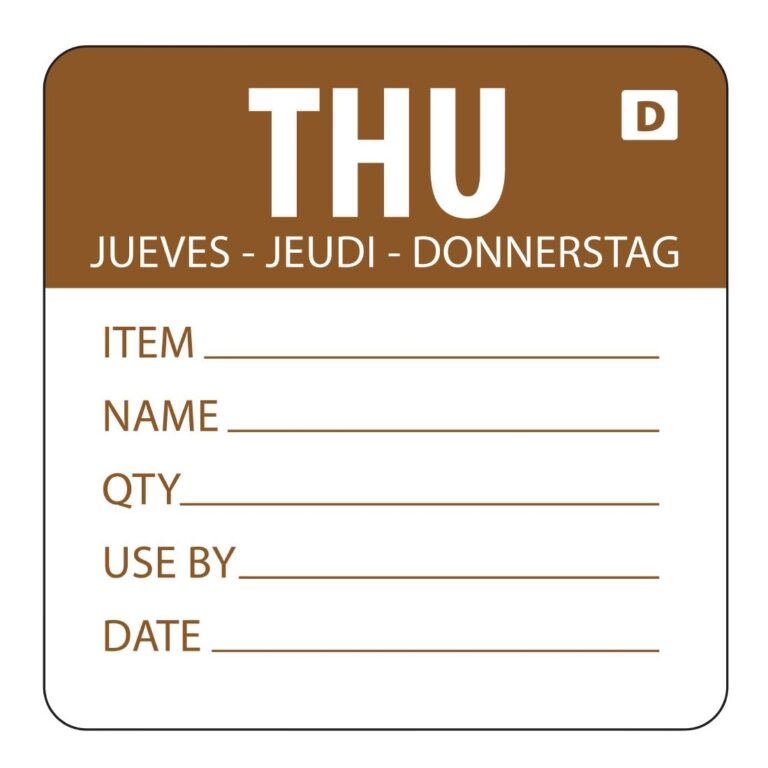 Vogue oplosbare kleurcode voedseletiketten donderdag (250 stuks)