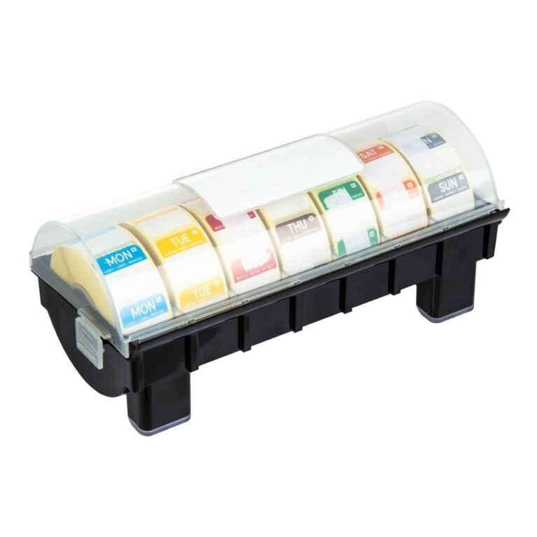 Vogue 2,5cm dispenser inclusief 7 rollen voedseletiketten daglabels