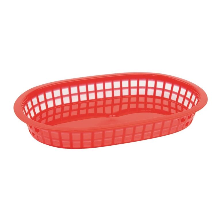Olympia ovaal polypropyleen tafelmandje rood (6 stuks)