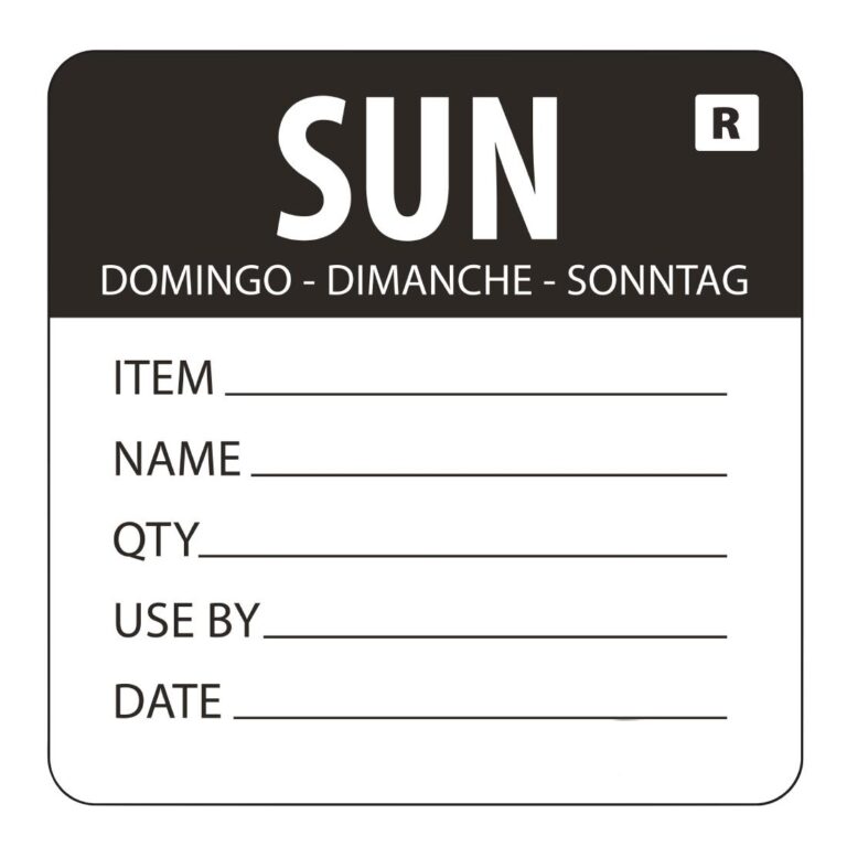 Vogue voedseletiketten kleurcode zondag (500 stuks)