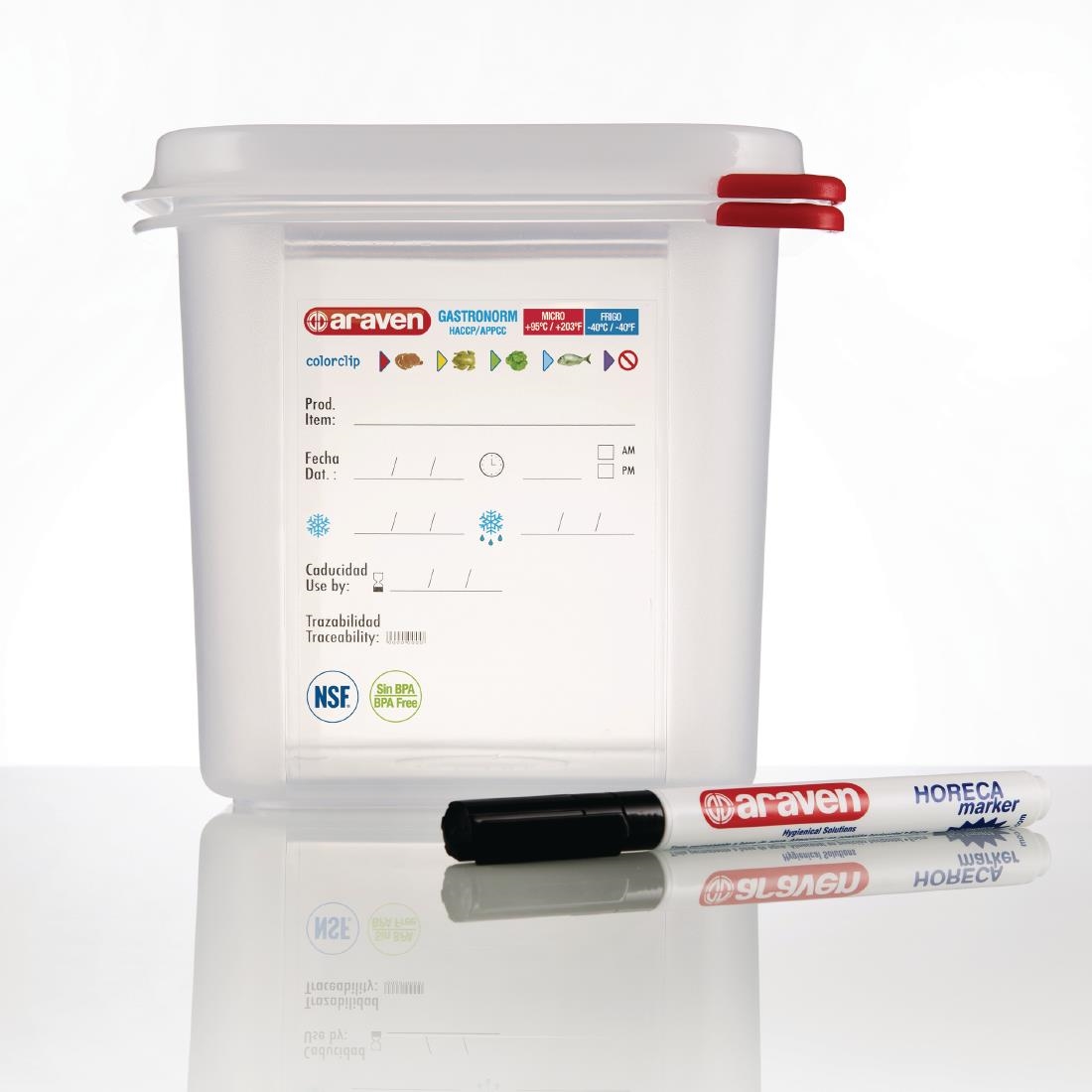 Araven GN 1/6 voedselbak met deksel 2,6L (4 stuks) - Afbeelding 4