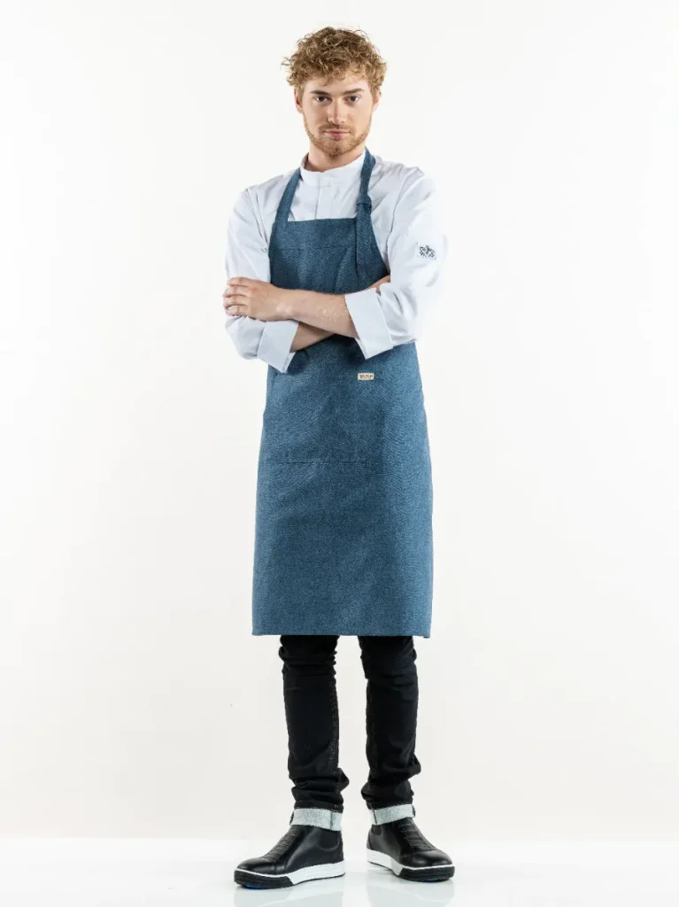 schort amar blauw melee w75 l90 | recycled chefswear