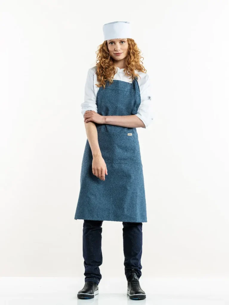 schort amar blauw melee w75 l90 | recycled chefswear