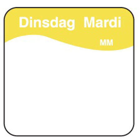 Vol. oplosbare sticker dinsdag 25 mm 500/rol