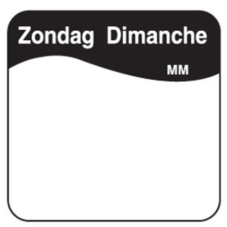 Vol. oplosbare sticker zondag 25 mm 500/rol