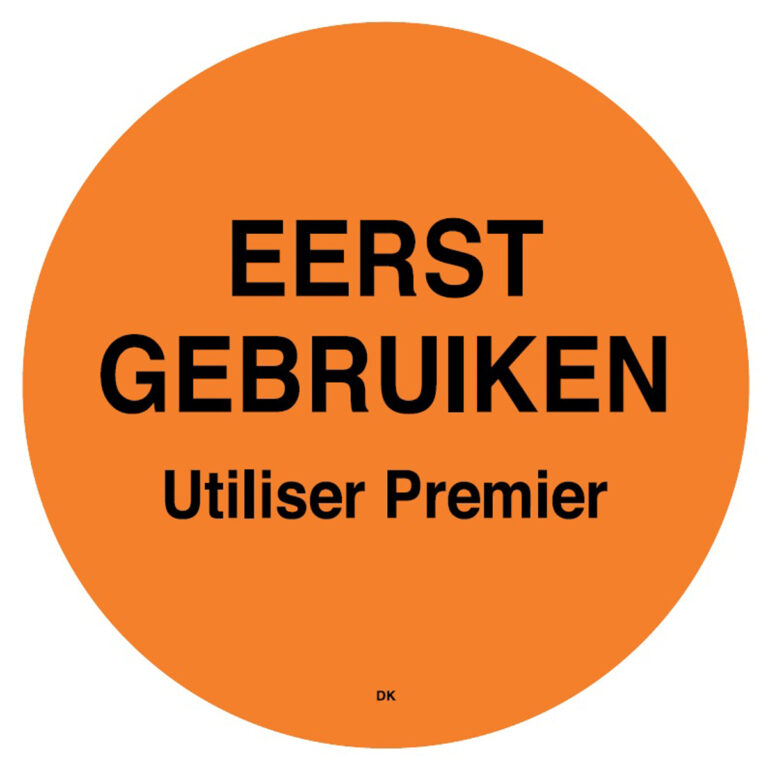 Permanente sticker 'eerst gebruiken' 500/rol