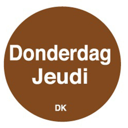 Permanente sticker donderdag 19 mm 1000/rol