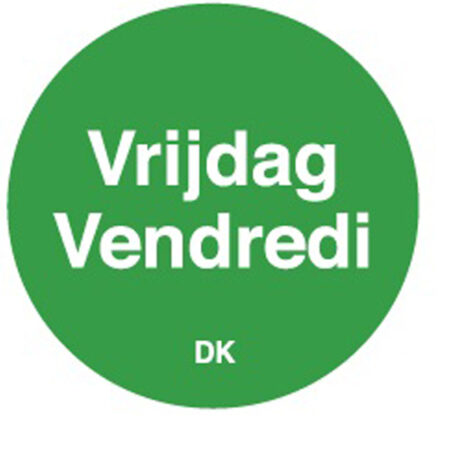 Permanente sticker vrijdag 19 mm 1000/rol