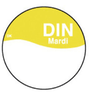 Perm. sticker m/schrijfvlak dinsdag 19 mm 1000/rol