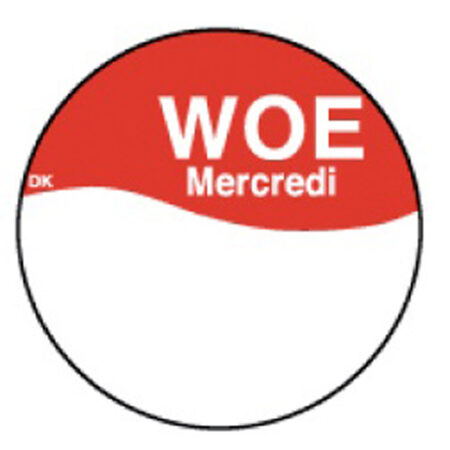 Perm. sticker m/schrijfvl. woensdag 19 mm 1000/rol