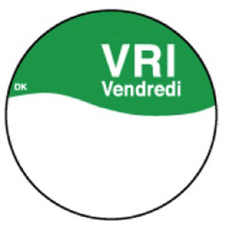 Perm. sticker m/schrijfvlak vrijdag 19 mm 1000/rol