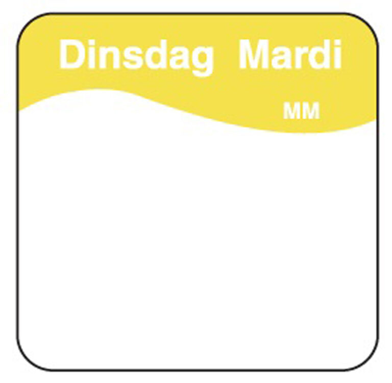 Makk. verwijderbare sticker dinsdag 25 mm 1000/rol