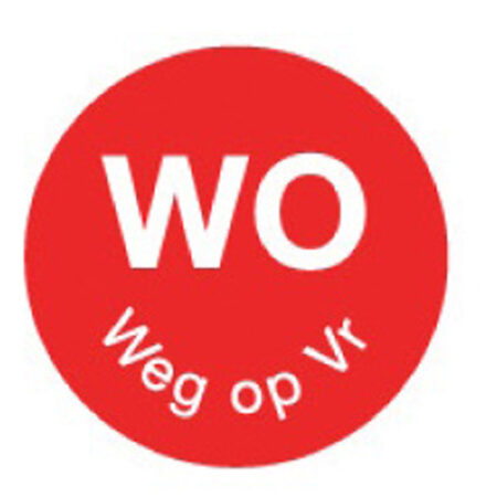 Perm. sticker 'wo weg op vr' 19 mm 1000/rol