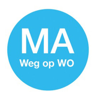 Afwasb. sticker 'ma weg op wo' 19 mm 500/rol