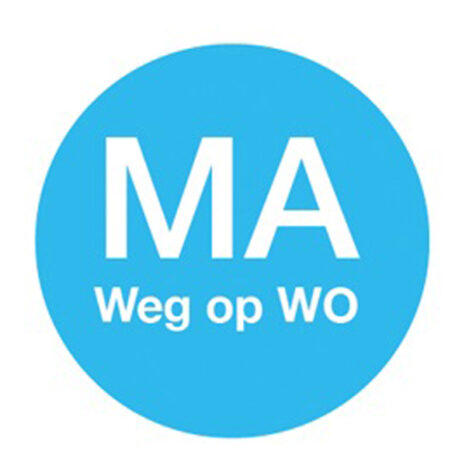 Afwasb. sticker 'ma weg op wo' 19 mm 500/rol