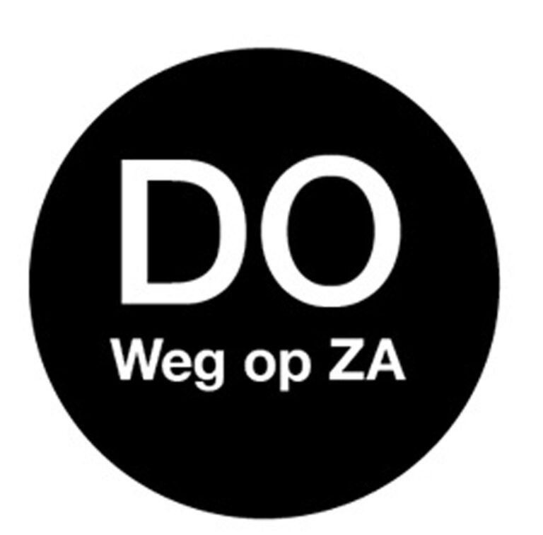 Afwasb. sticker 'do weg op za' 19 mm 500/rol