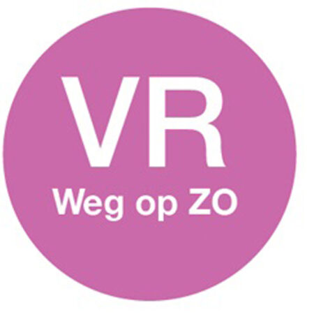 Afwasb. sticker 'vr weg op zo' 19 mm 500/rol