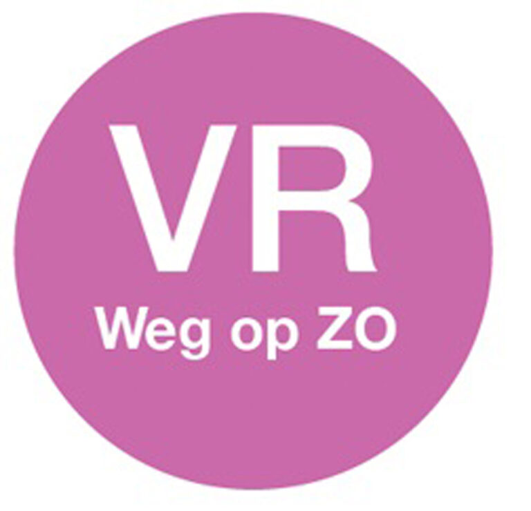 Afwasb. sticker 'vr weg op zo' 19 mm 500/rol