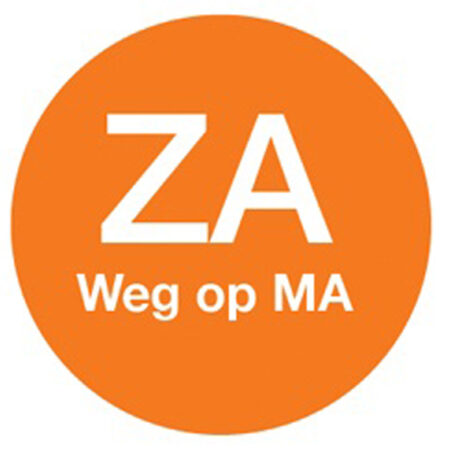 Afwasb. sticker 'za weg op ma' 19 mm 500/rol