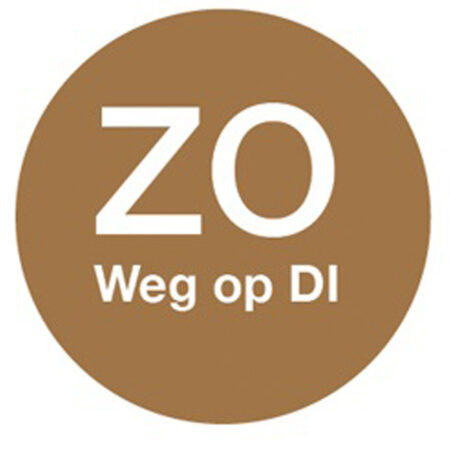 Afwasb. sticker 'zo weg op di' 19 mm 500/rol