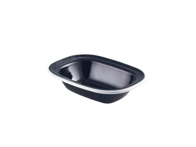 Emaille ovenschaal zwart/wit 16 x 12 cm