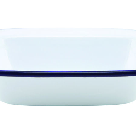 Emaille ovenschaal met blauwe rand 18 cm