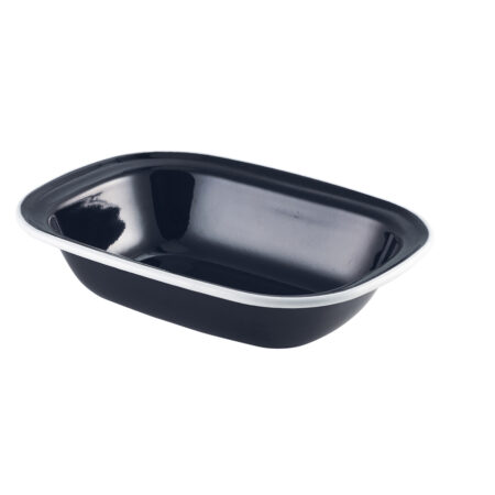 Emaille ovenschaal zwart/wit 20 x 15 cm