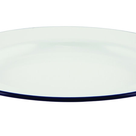 Emaille bord met blauwe rand 20 cm