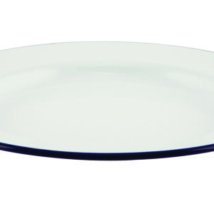 Emaille bord met blauwe rand 24 cm
