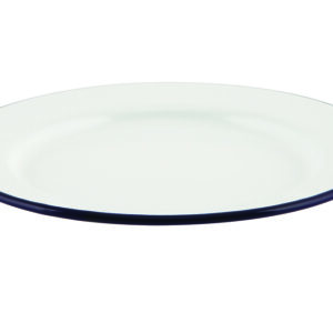 Emaille bord met blauwe rand 26 cm