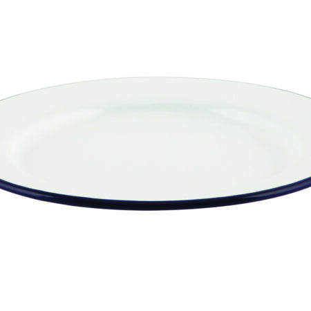 Emaille bord met blauwe rand 26 cm
