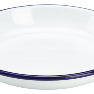 Emaille pastabord met blauwe rand 18 cm