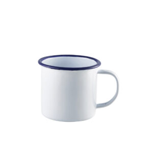 Emaille mok met blauwe rand 360 ml